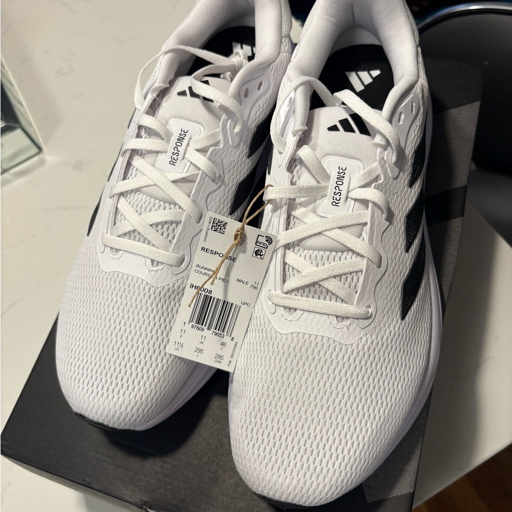 Adidas White and Black Athletic Shoes Lightweight Breathable Design